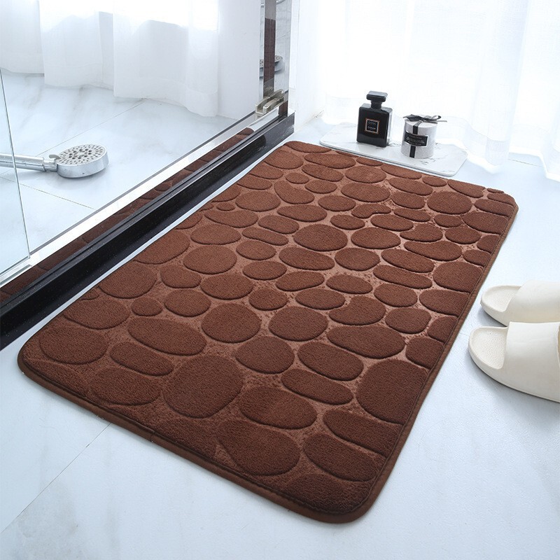 コーラルベルベットストーンフラワーカーペットキルティング刺繍バスルームトイレ吸収性小石スローリバウンド低反発テクスチャフロアマット|undefined