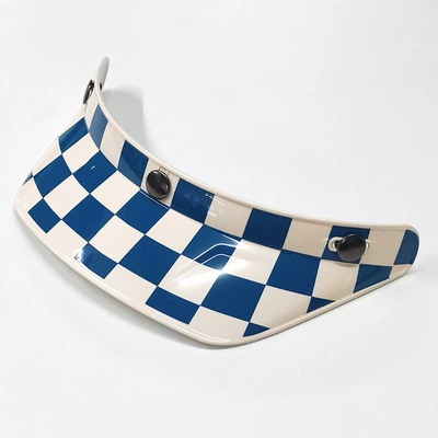 Dəbilqə (Kaska) aksesuarları – Visor for Motorcycles, Three-Buckle - blue-and-white-square