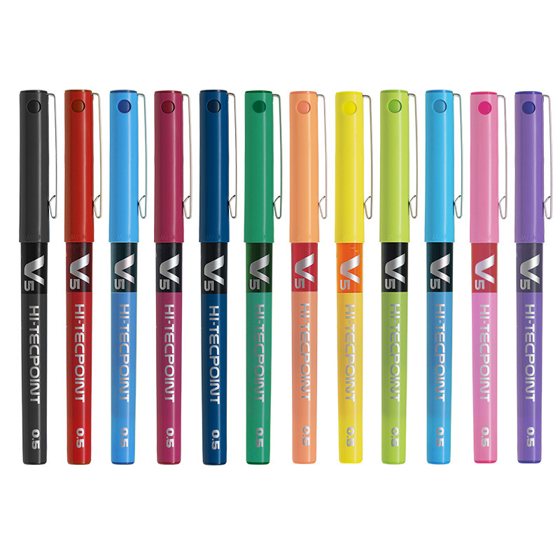 Japan Pilot Baile V5 Gel Pen Straight Liquid Ball Pen Bx-V5 Needle Pen Colorful Signature Pen for Students