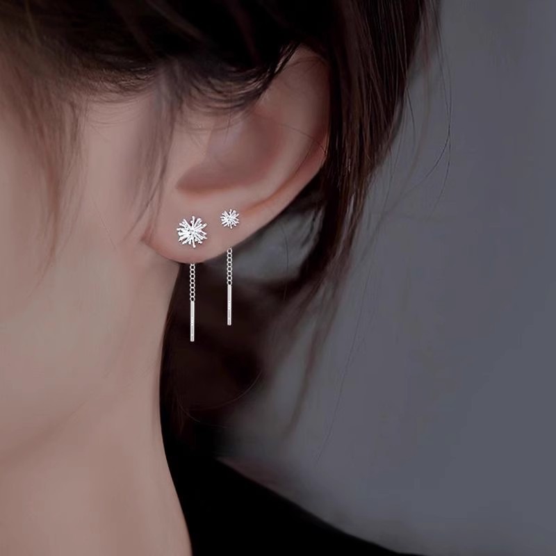 925 diente de león de león línea de orejas nicho de diseño de pendientes agujeros de orejas pendientes cortos 2024 nuevas joyas