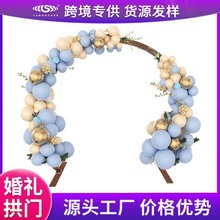 外贸货源婚庆木质拱门森系半圆草坪婚礼拍摄背景摆件仿真户外花架