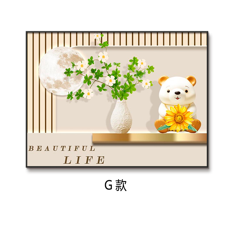 Pintura de decoración de la sala de estar, dormitorio de niños, pintura de cabecera, porcelana de cristal, niño, niña, dibujos animados, cómics, pasillo, mural