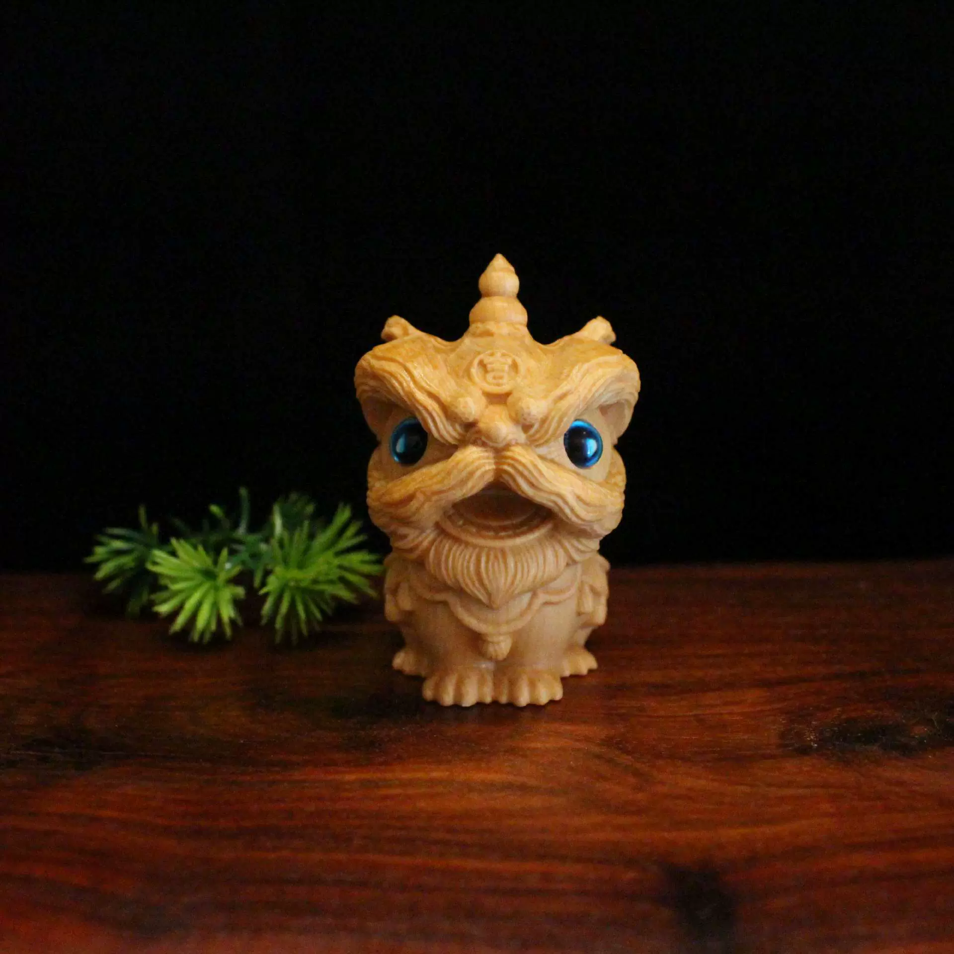 崖柏木雕瑞兽小醒狮麒麟摆件实木雕刻招财有求必应国潮文玩工艺品