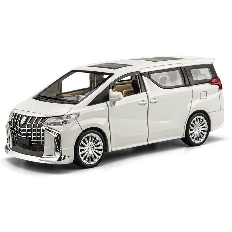 Officially Licensed 1:24 Toyota Alphard Remote Control Electric Door Alloy Car Model with Shock Absorption, Sound and Light, Business Decoration Ornament