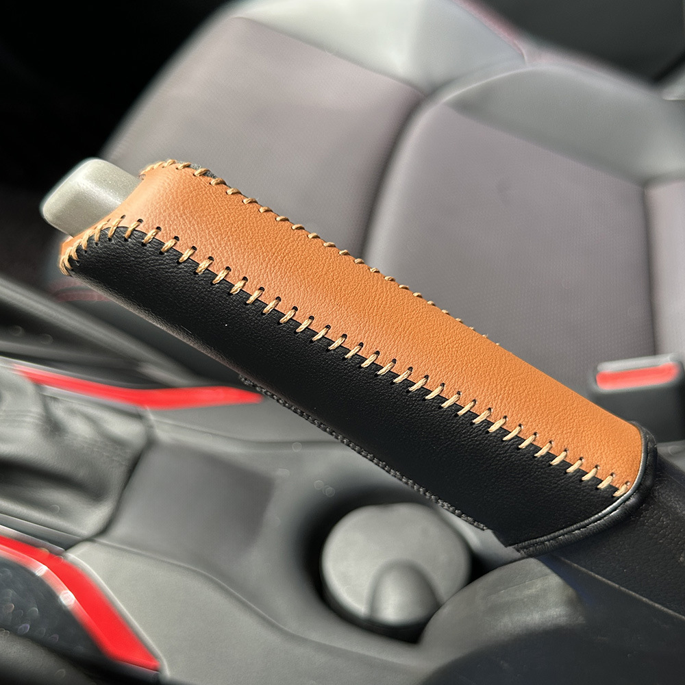Cross-Border Universal Car Gear Shift Lever Handbrake Leather Hand-Stitched Brake Lever Decorative Protective Cover Gear Shift