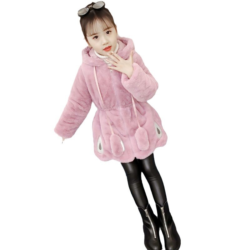 Abrigo para niñas 2024 nuevo estilo coreano chaqueta acolchada gruesa chaqueta acolchada de algodón para niñas, abrigo de invierno para niños grandes, piel sintética