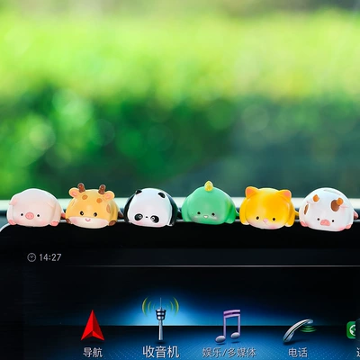 New Cute Car Ornaments Car Center Console Computer Display Decoration Cartoon Lying Doll Cartoon Animal