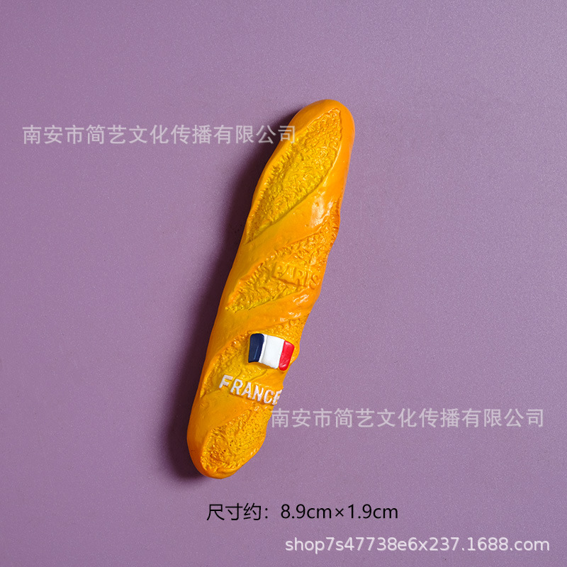 Realistic commemorative fridge magnet, 3D, bread, toast