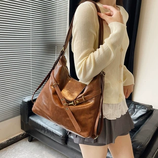 复古通勤托特包女大容量2025新款小众设计单肩斜挎包轻便双肩背包