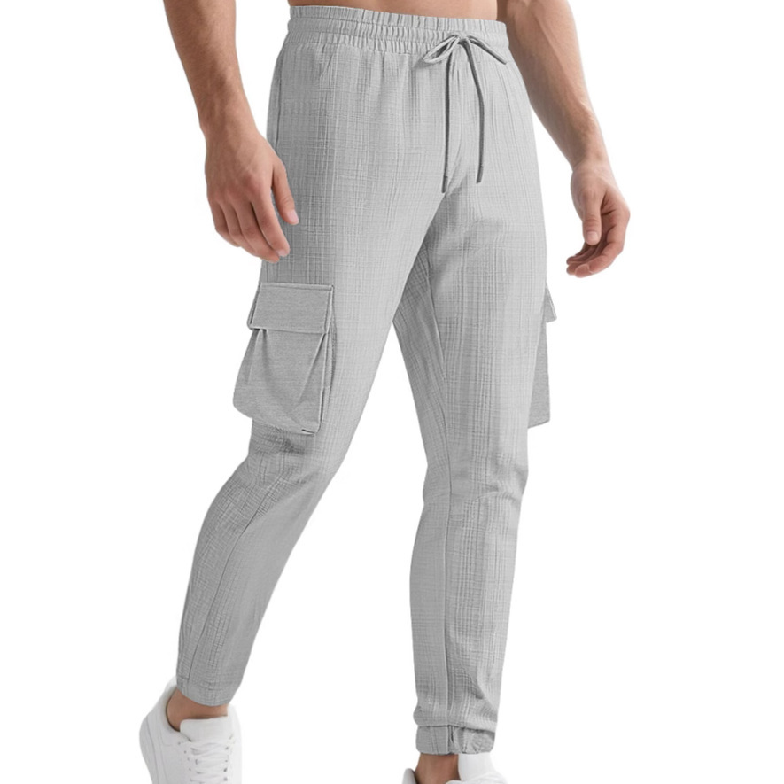 Nuevos pantalones de moda de Amazon de Europa y América deportivos ociosos personales tendencia de dibujo de cuerdas de bolsillo de comercio exterior pantalones para hombres