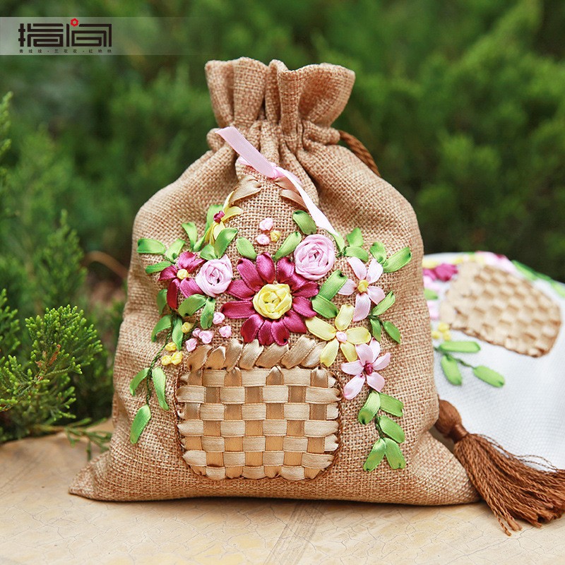 Jinhao bordado hecho a mano material de bricolaje bolsa Cordón portátil Lu bordado cosmético bolsa no Cruz puntada bolsa de almacenamiento