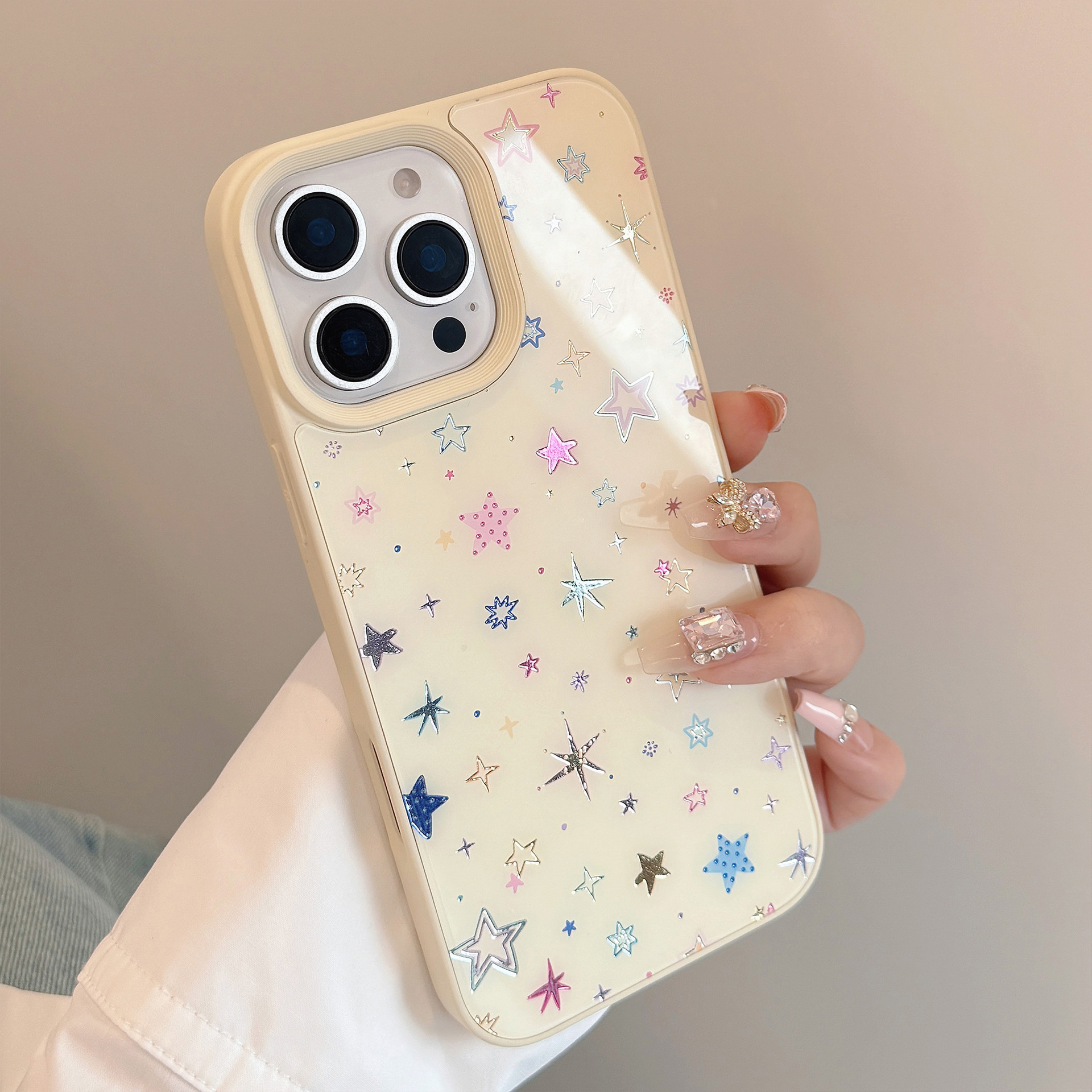 Protective Phone Case With Gilt Colorful Stars For Iphone Models_voghion.com