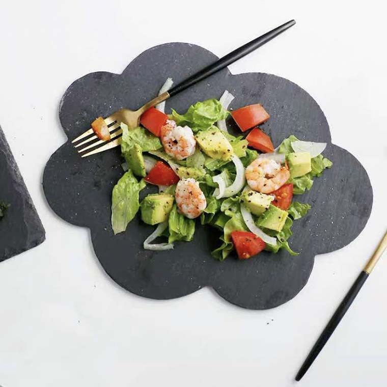 Platos de roca negra platos de pizarra natural platos de pizarra japonés platos de filete postre cojín de sushi