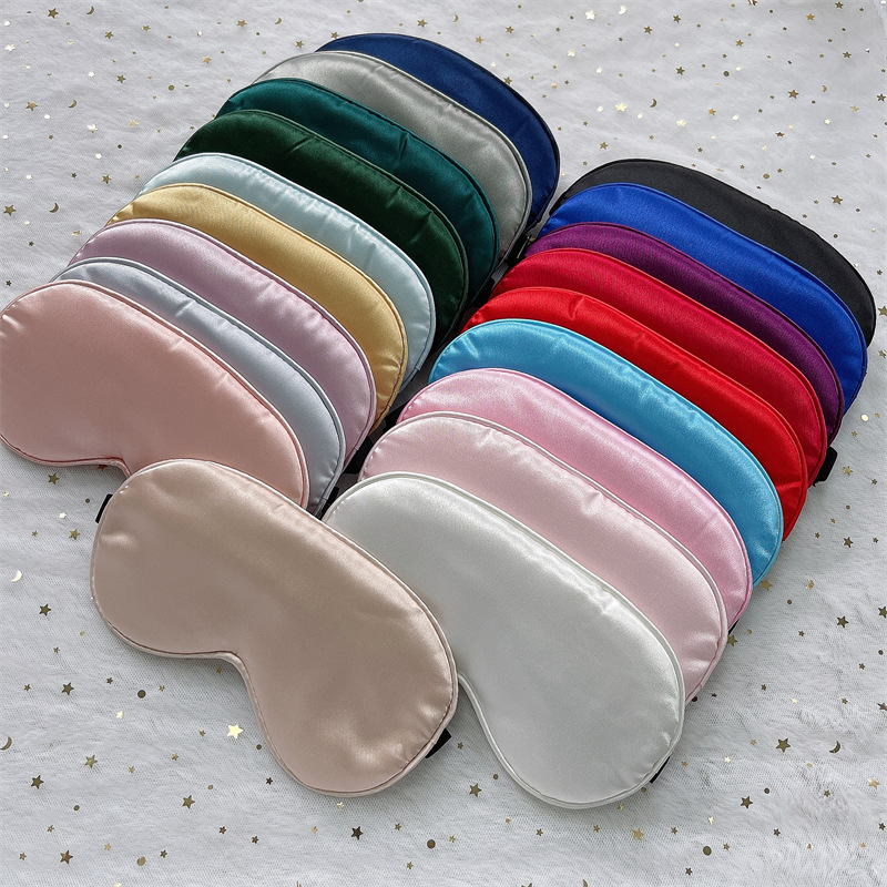 仿真丝眼罩调节扣纯色同色边桑蚕丝睡眠遮光丝绸护眼罩现货批发