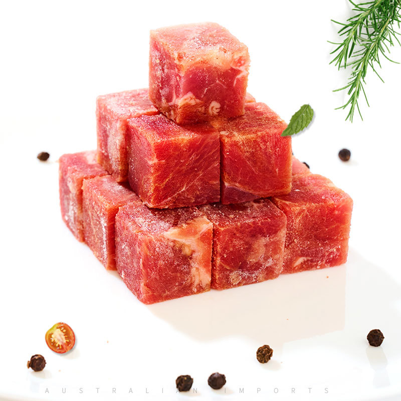 无锡泰州厂家供应进口整切牛肉粒冷冻火锅烤肉牛烤肉粒新西兰进口
