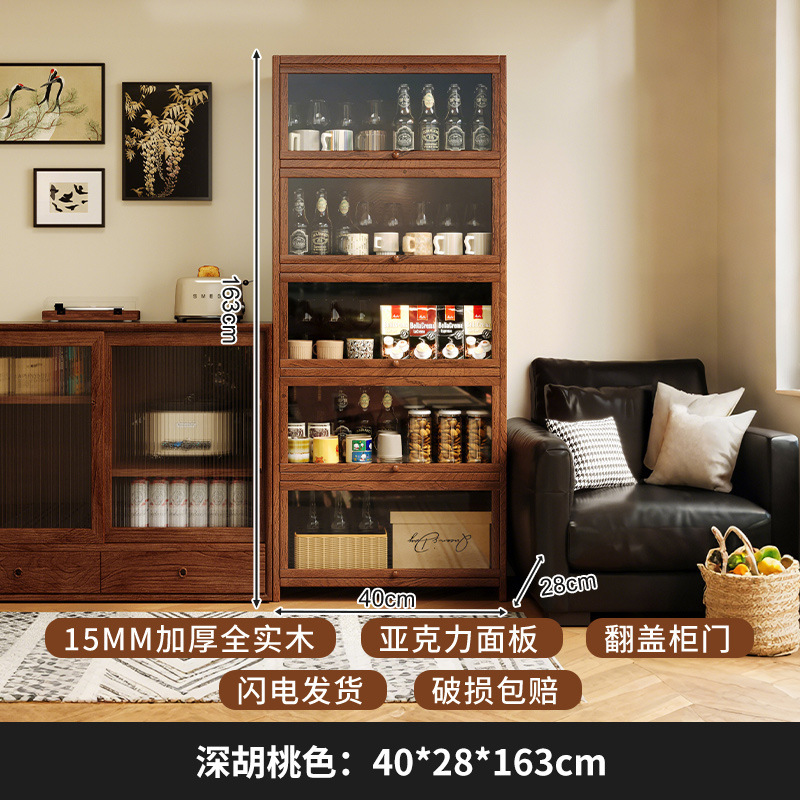 Portavasos de madera de estilo medio, mesa de comedor, estante de almacenamiento de tazas, taza de café, taza de agua, taza de té, armario de almacenamiento a prueba de polvo