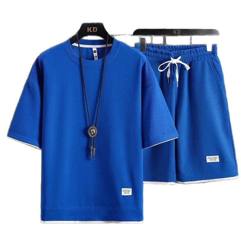 Fabricante de la fuente de traje casual Waffle para hombres de verano camiseta de manga corta de hielo con ropa de moda universal
