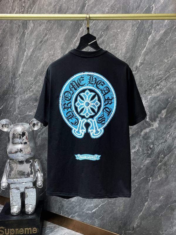 24クロスボーダートレンディブランドCh Crow*Horseshoe SanskritラウンドネックTシャツ半袖万能男女Tシャツスポット卸売|undefined