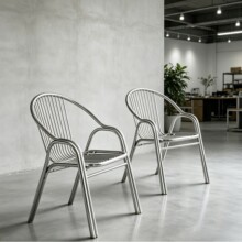 商用不锈钢双管靠背椅大排档烧烤店专用餐椅户外阳台休闲金属椅子
