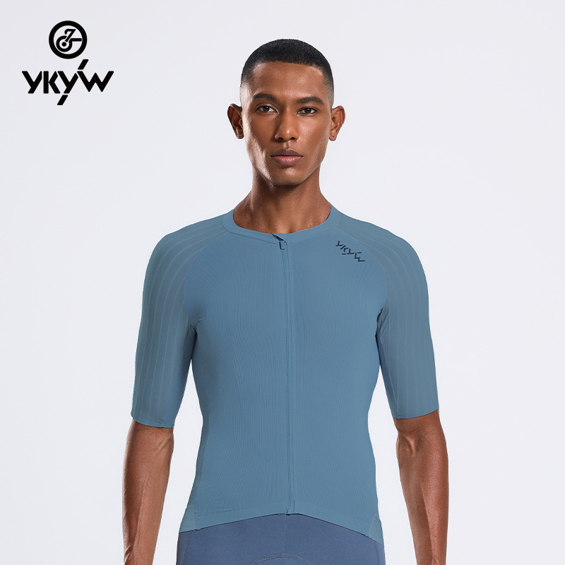 Cross-Border Amazon New Cycling Jersey Summer Low-Neck Road Bike Patchwork Breathable Sweat-Wicking Aerodynamic Base Layer Shirt