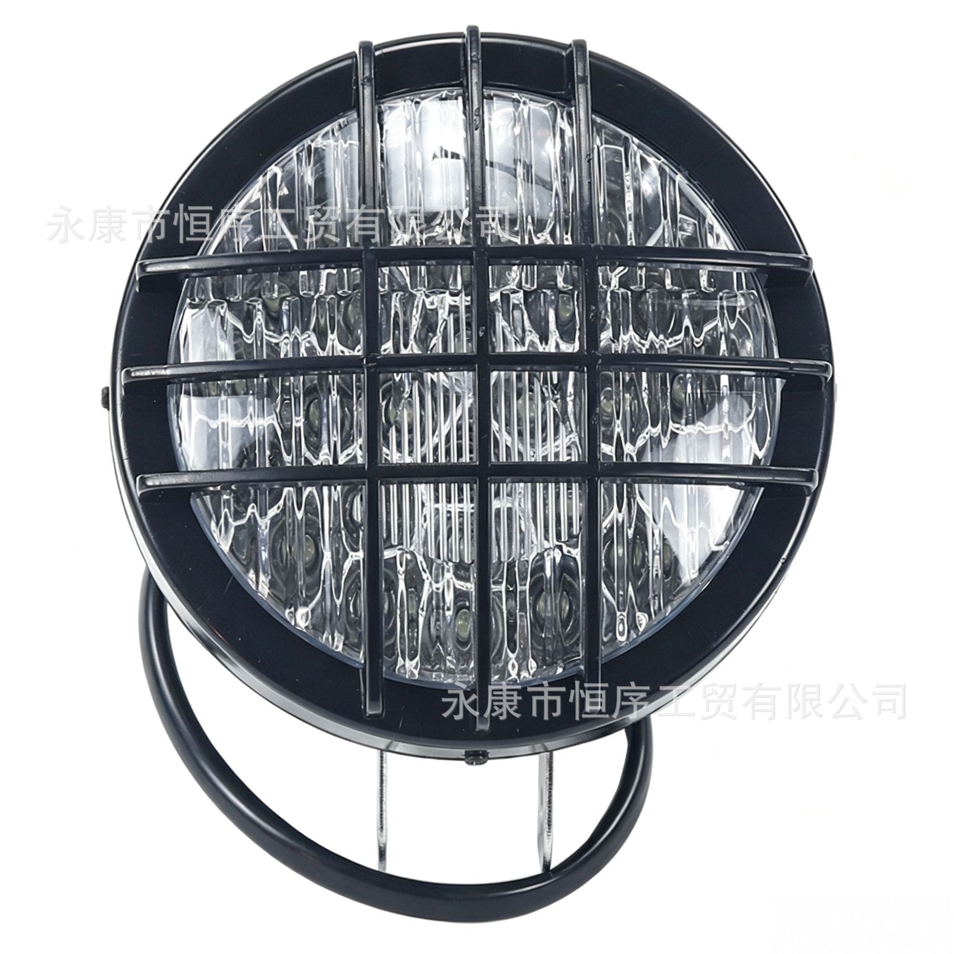 Cross-Border Four-Wheel Beach Buggy Go-Kart Motorcycle Large and Small Bull Net Light Grid Headlight Led Front Headlight Lighting Lamp
