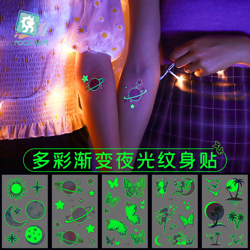 Cross-border supply of new luminous tattoo stickers small fresh fashion personality luminous stickers temporary tattoo stickers