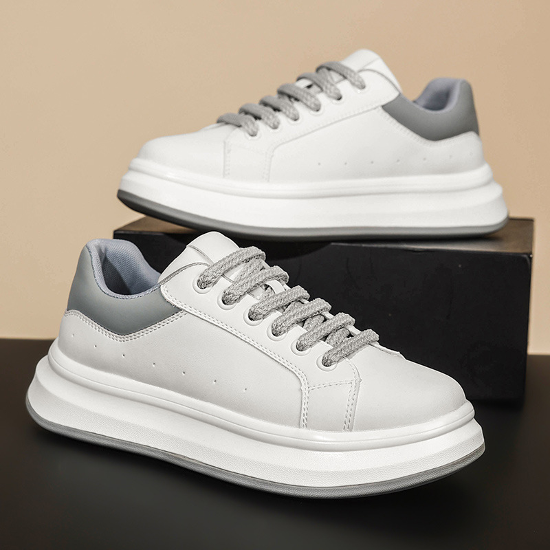 Men's Shoes 2026 Spring New Style College Style Thick-Soled White Shoes Youth Sports Sneakers Fashion Trendy Casual Shoes