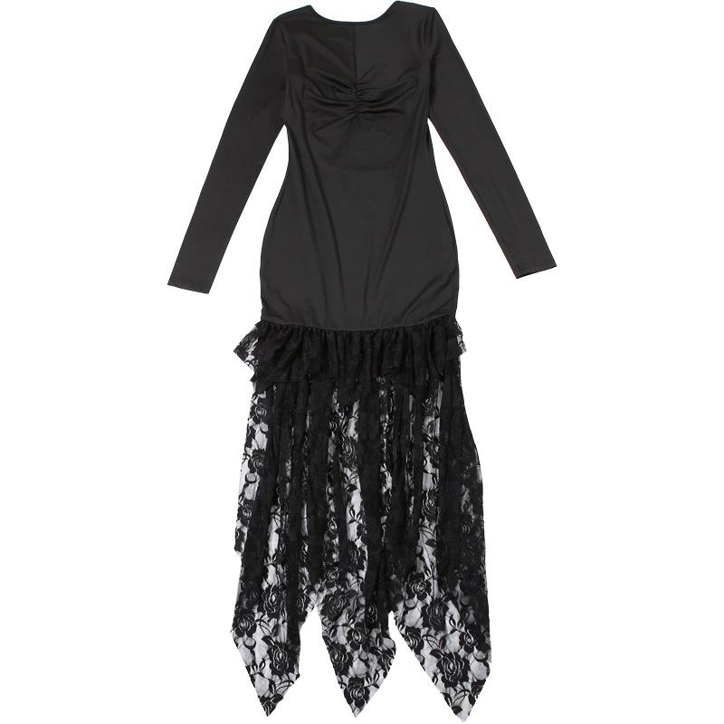 Winter Women Clothing Trendy Long Sleeve Irregular Asymmetric Lace Stitching Sexy Backless