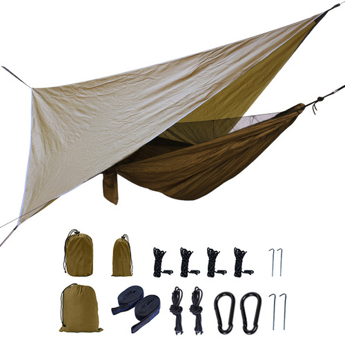 Outdoor camping mosquito net hammock canopy set with automatic tensioning, UV protection, anti-mosquito camping canopy tent