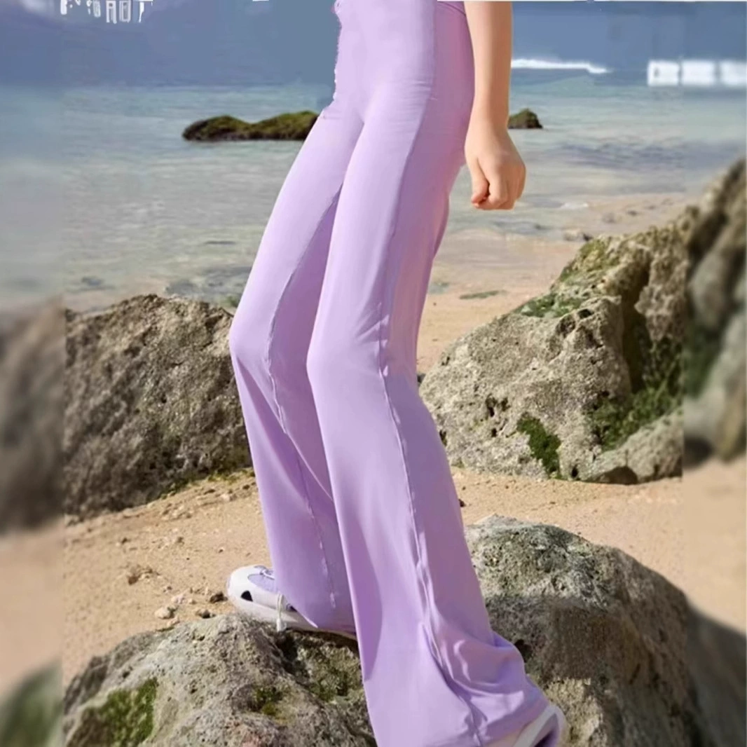 2025 новых детских спортивных штанов для девочек, быстросохнущие, расклешенные, для йоги, повседневные, узкие, длинные