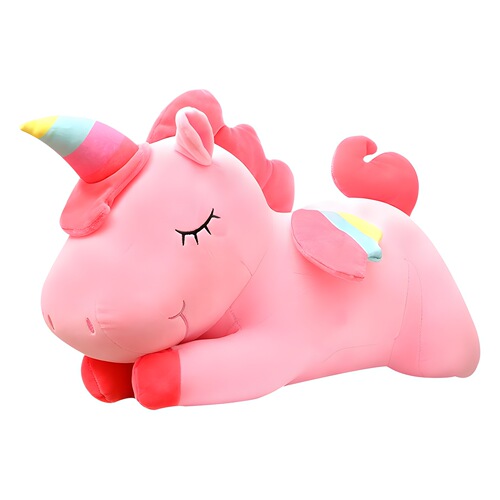 Cute unicorn plush toy, rainbow pony, huggable stuffed animal, birthday gift for girls, leg-holding doll