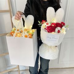 女の子へのプレゼント 可愛いニットのぬいぐるみうさぎ耳の花束 小香風の手持ち花 親友の誕生日 教師の日 造花