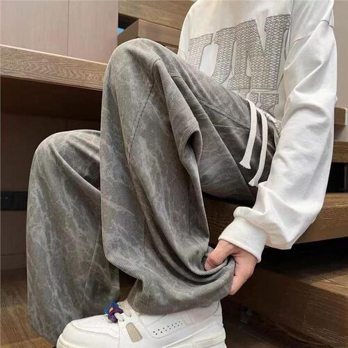 Drop Feeling Letter Full Print Casual Pants Men Design Sensory Autumn Winter Straight Leg Wide Leg Pants Loose Matchy-Dressy Floor-Length Pants