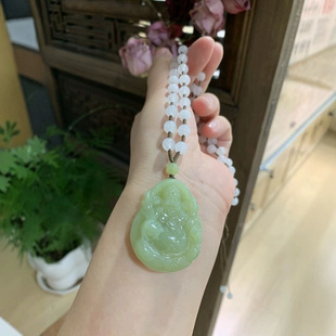 Jin Yu Tang Xinjiang Hetian Jade Huang Yu God of Wealth Fine Texture Material Oil Yellow Three-dimensional Carved God of Wealth Face City