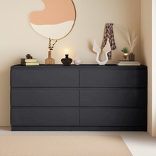 家用实木斗柜北欧风卧室客厅抽屉柜电视柜美式风格黑色五斗柜子