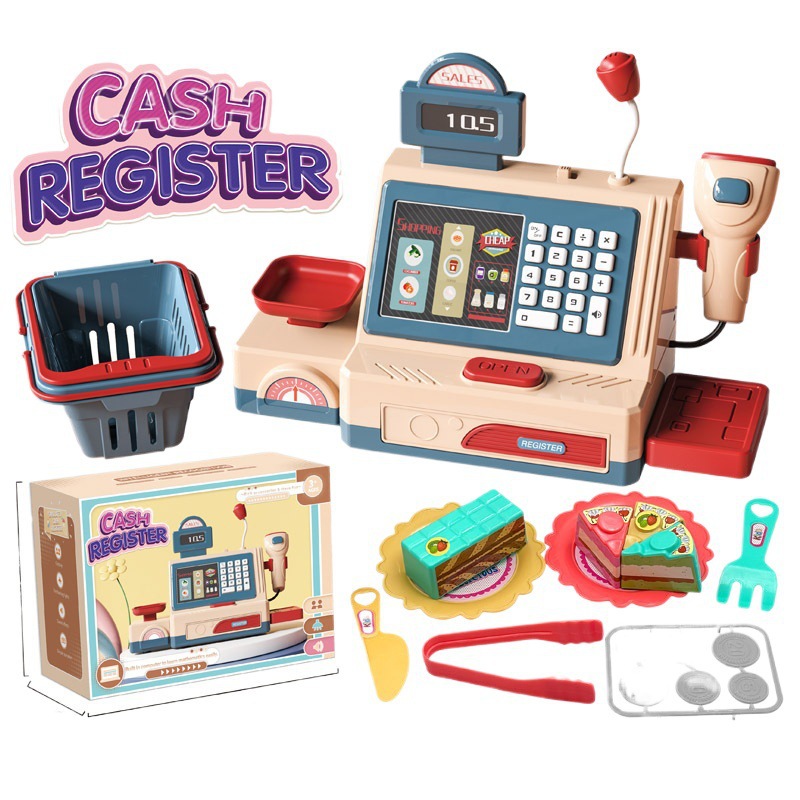 Simulación transfronteriza de supermercado de compras caja registradora juegos para niños en casa hamburguesas barbacoa barbacoa caja registradora