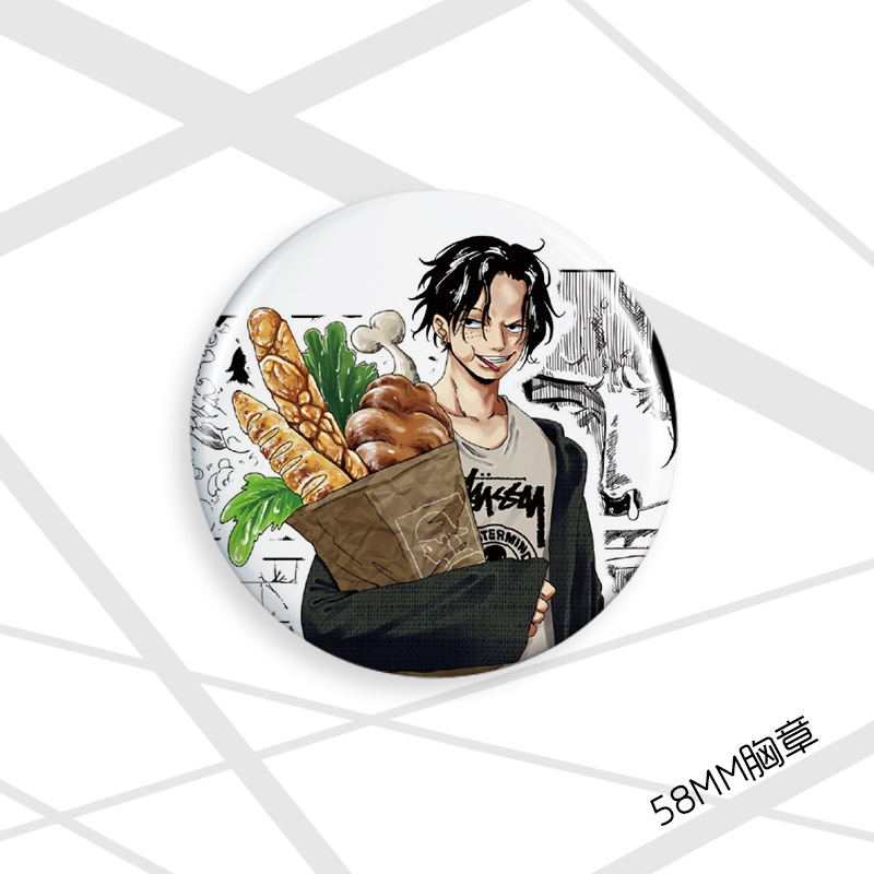 Insignia pirata 58mm Luffy Joba Sauron Nami Xiangji Ace insignia de dibujos animados broche de regalo