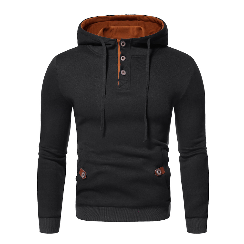 24 Nuovi arrivi Autunno/Inverno: Felpa con cappuccio dal design aperto e decorata con bottoni, taglia grande, pullover color-block_voghion.com