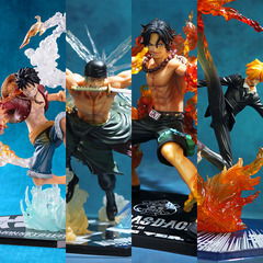 Sword Art Online: Fire Fist Luffy, Fire Fist Ace, Ghost Slash Zoro, Devil Wind Foot Sanji Anime Figure Statue Model