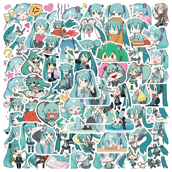 65 cartoon chibi Hatsune future facial expression bag stickers guitar Computer mobile phone stickers Hatsune Miku