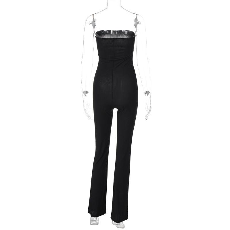 Women Clothing Spring Summer Slim Solid Color Tube Top Jumpsuit