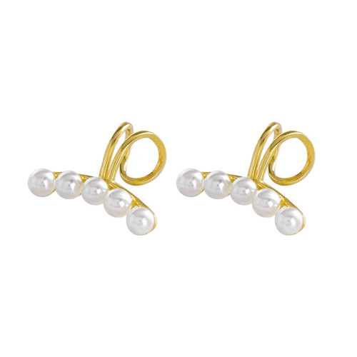 S925 silver Xiaoshe Song Jia's same ear bone clip for women's summer non-pierced ear clip  new pearl earrings