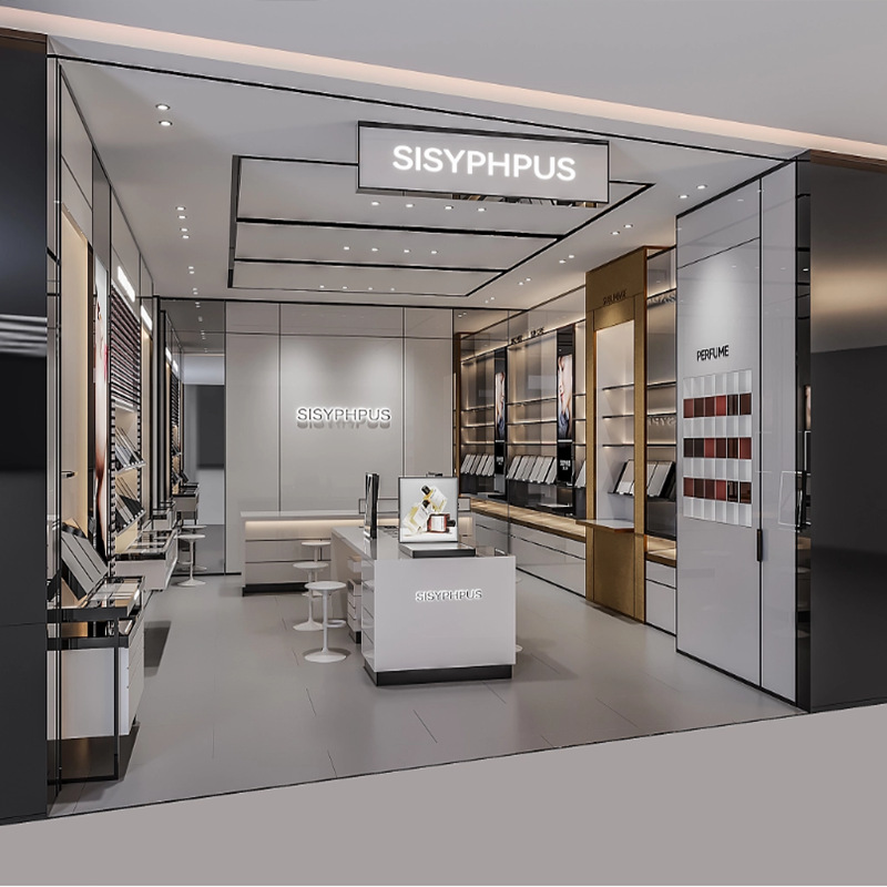 专业生产化妆品展柜高端彩妆柜品牌展示柜厂家直销木质烤漆柜台