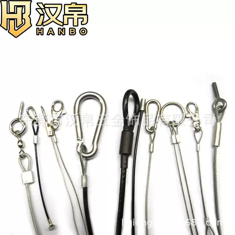 304不锈钢包胶钢丝绳端子安全绳灯具吊绳挂绳灯饰吊线鱼眼线鼻子