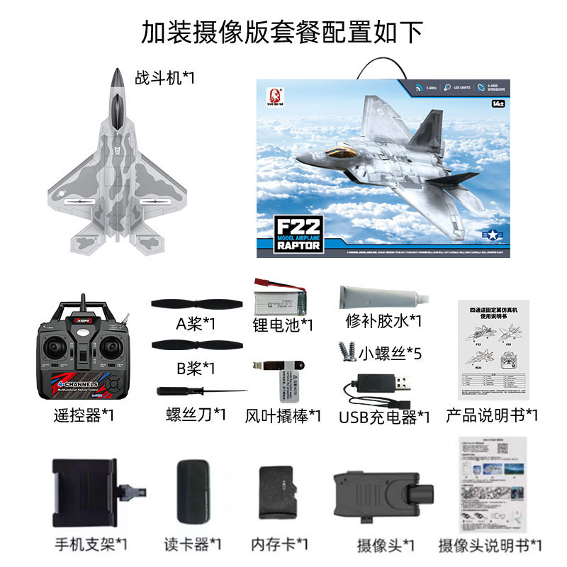BM22 Quad Channel F22 Fighter - Camuflaje Gris (con fotografía aérea)