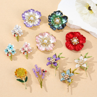 Palace style rich elegant refined temperament peony pearl brooch high fashion cheongsam corsage pin