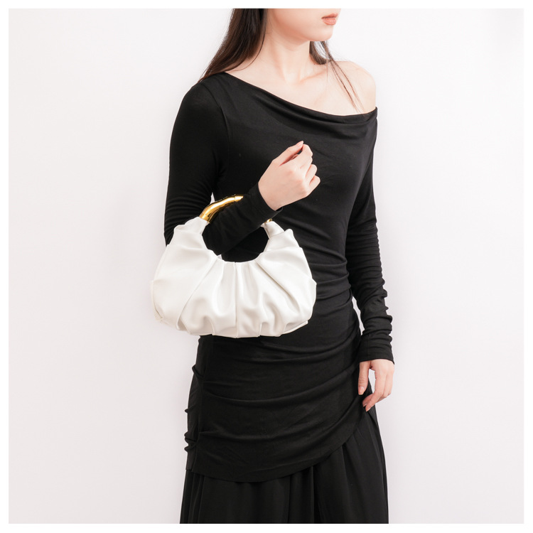 Cloud Fold Handbag – Asymmetric Crinkle PU Clutch With Magnetic Closure & Phone Slot (5 Colors, Minimalist Evening Bag, Structured Yet Soft)_voghion.com