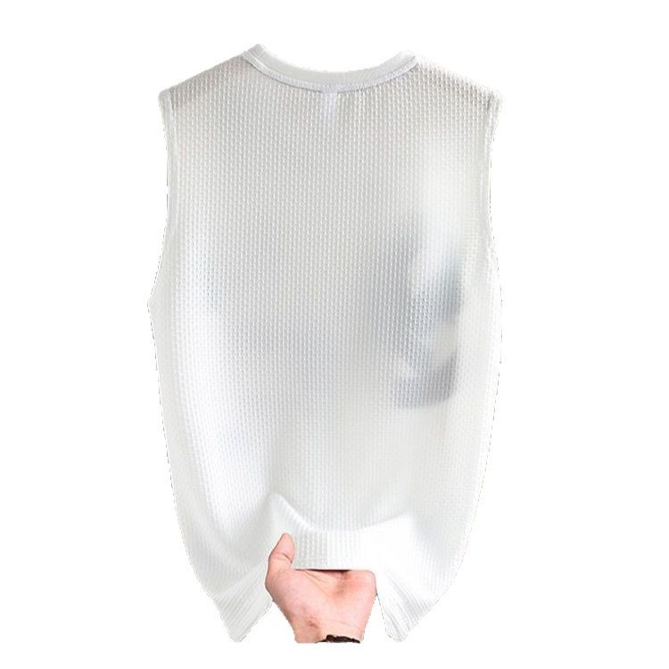 Chaleco Estampado de Seda de Hielo para Hombre de Poliéster, Delgado y Holgado para Verano y Ocio