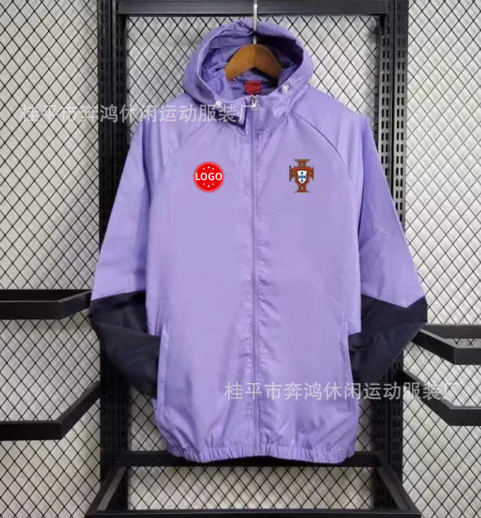 2526 chaqueta de fútbol con capuz nueva chaqueta de calentamiento a prueba de viento Barcelona Arsenal Real Madrid Manchester United chaqueta deportiva