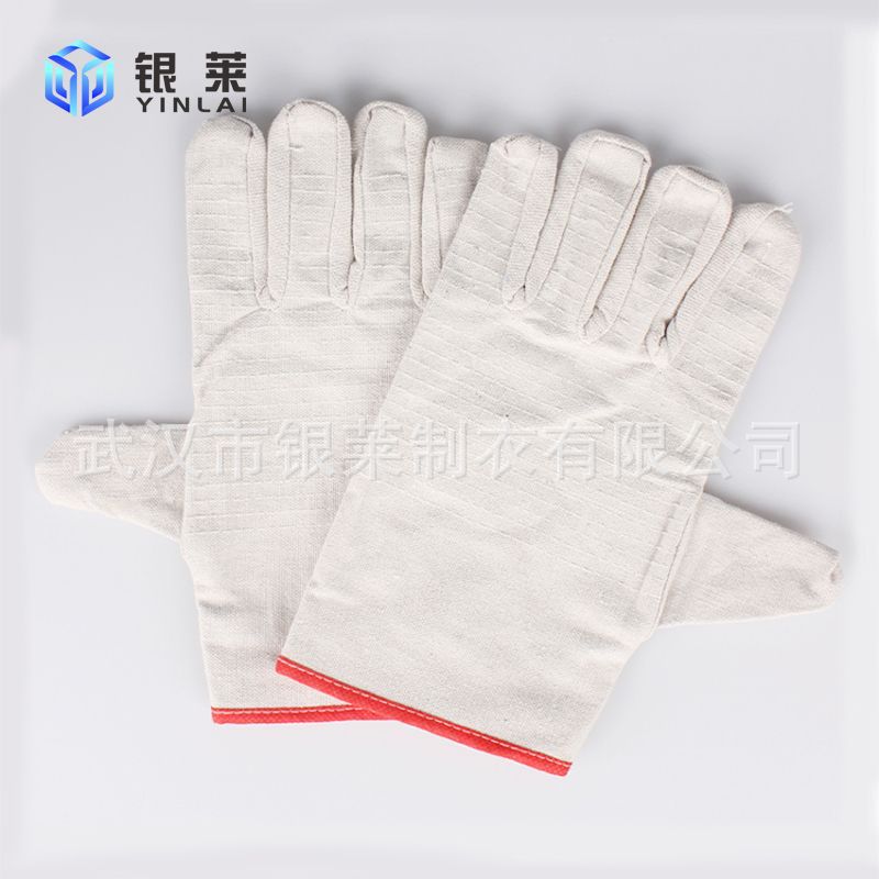 银莱双层加厚帆布手套全衬24线耐磨机械工电焊工劳保防护用品厂家